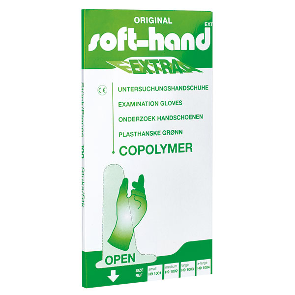 Copolymer Extra   Handschuhe, Softhand, 100 Stück,  AKTUELL LIEFERBAR (Stand September/2021, Zwischenverkauf vorbehalten) ==> Grössen S, M und XL
